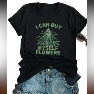 Black Graphic T-Shirt with Green Print